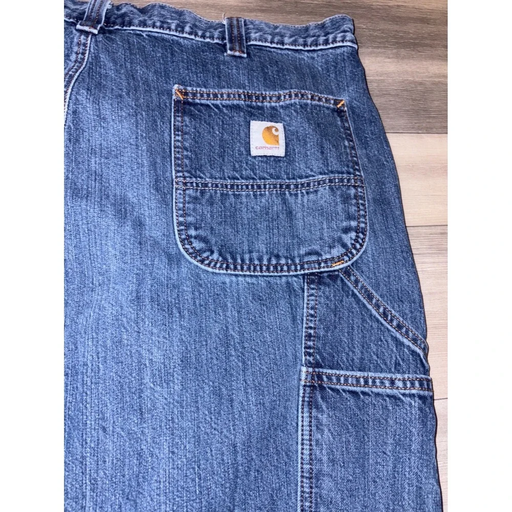 Carhartt Mens Loose Fit Carpenter Jeans Dark Wash Denim Work Pants Blue 40x32